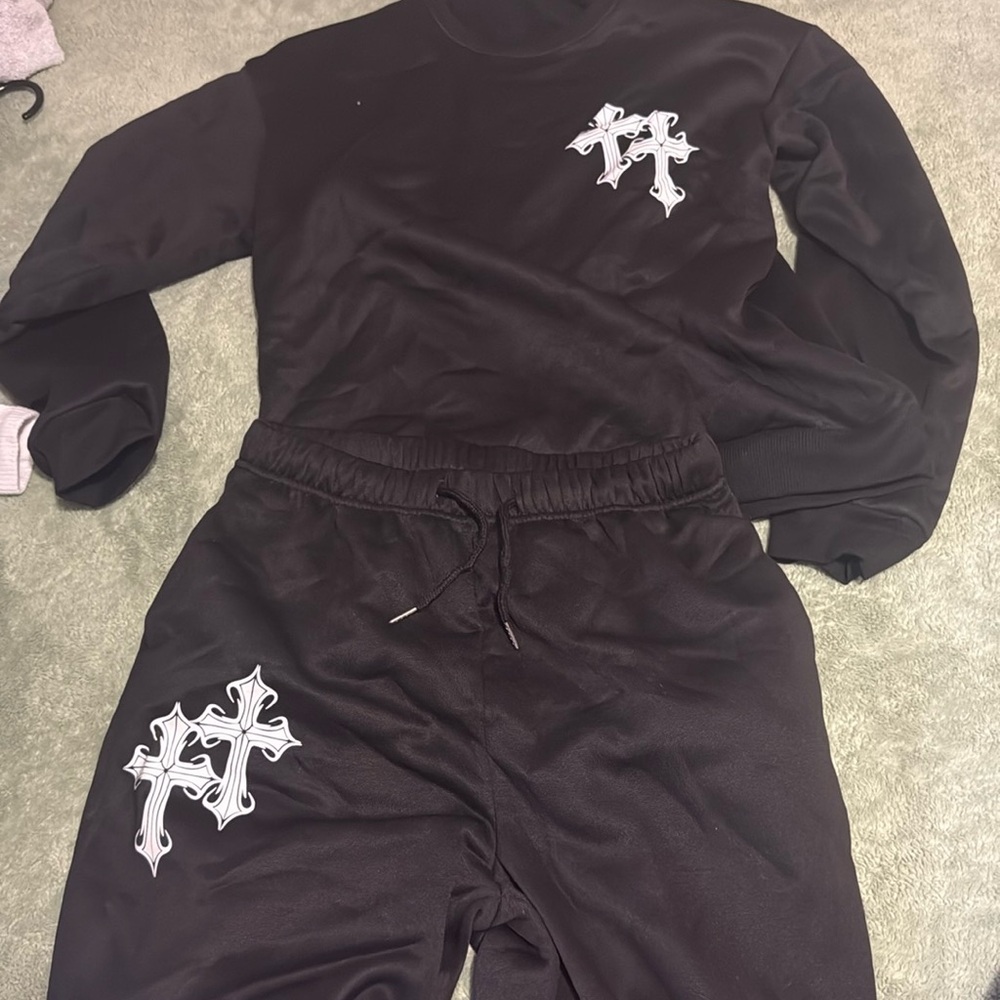 Leather jacket and sweatsuit